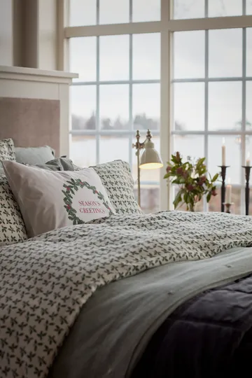 Holiday Printed Organic Cotton örngott 50x60 cm - White-green-red - Lexington
