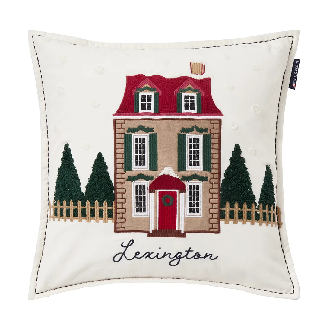 House ekologisk sammetsbomull kuddfodral 50x50 cm, White-multi Lexington