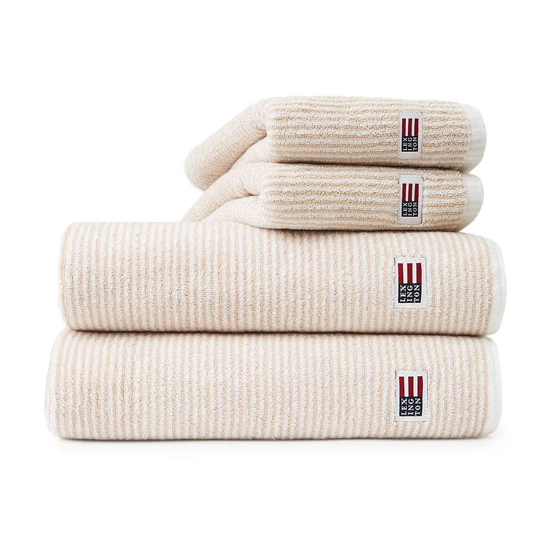 Icons Original Striped handduk 30x50 cm, White-tan Lexington