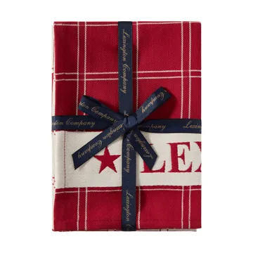 Jacquardvävd bomull kökshandduk 2-pack - Red-white, 50x70 cm - Lexington