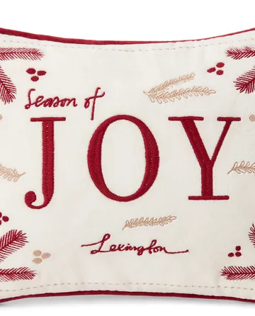 Joy organic cotton velvet kudde 30x40 cm - Vit-röd - Lexington