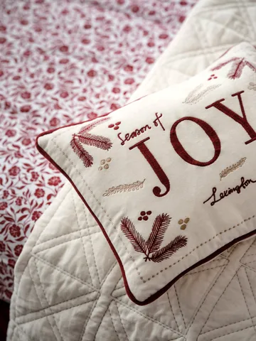 Joy organic cotton velvet kudde 30x40 cm - Vit-röd - Lexington