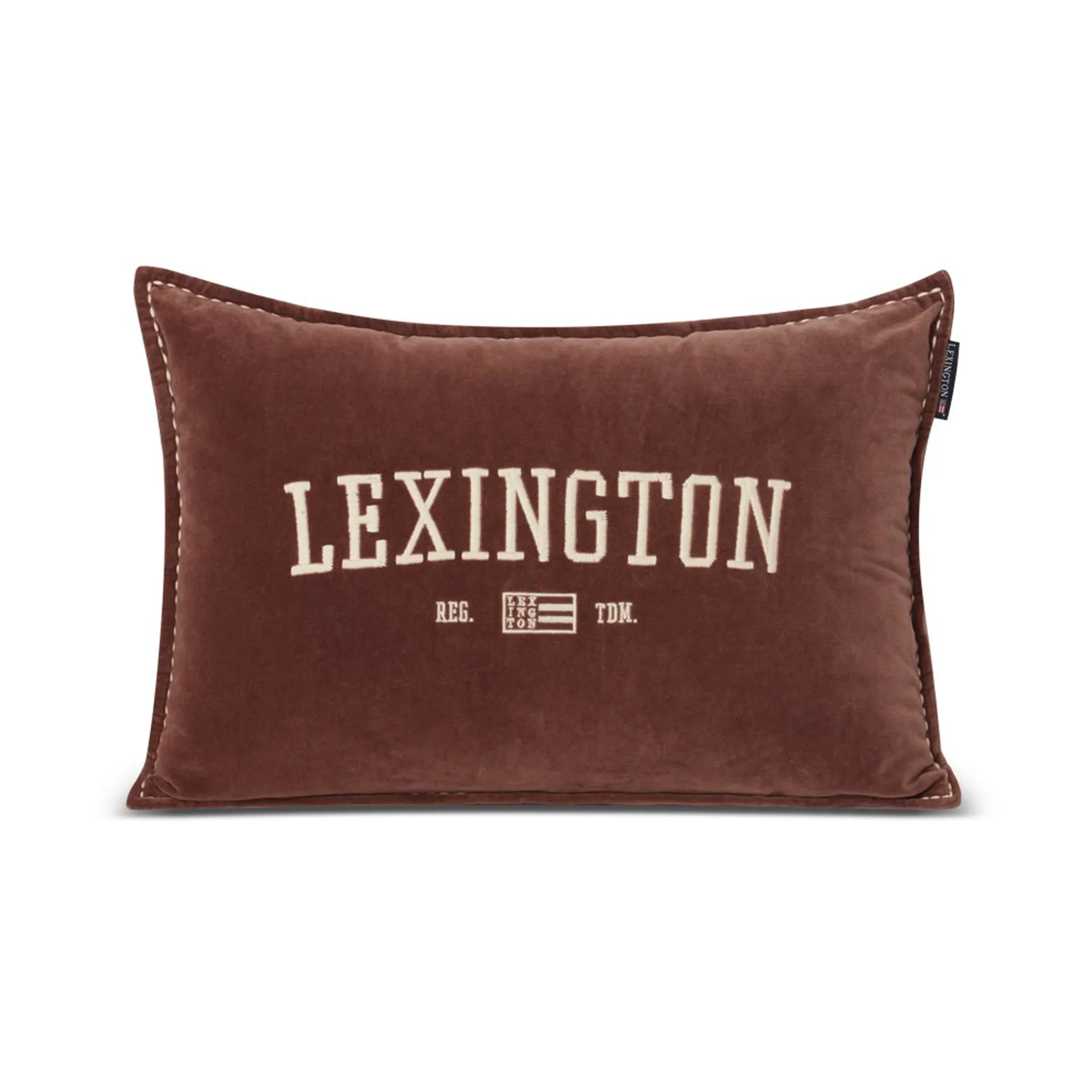 Logo Message Organic Cotton Velvet kudde 40x60 cm, Brown Lexington