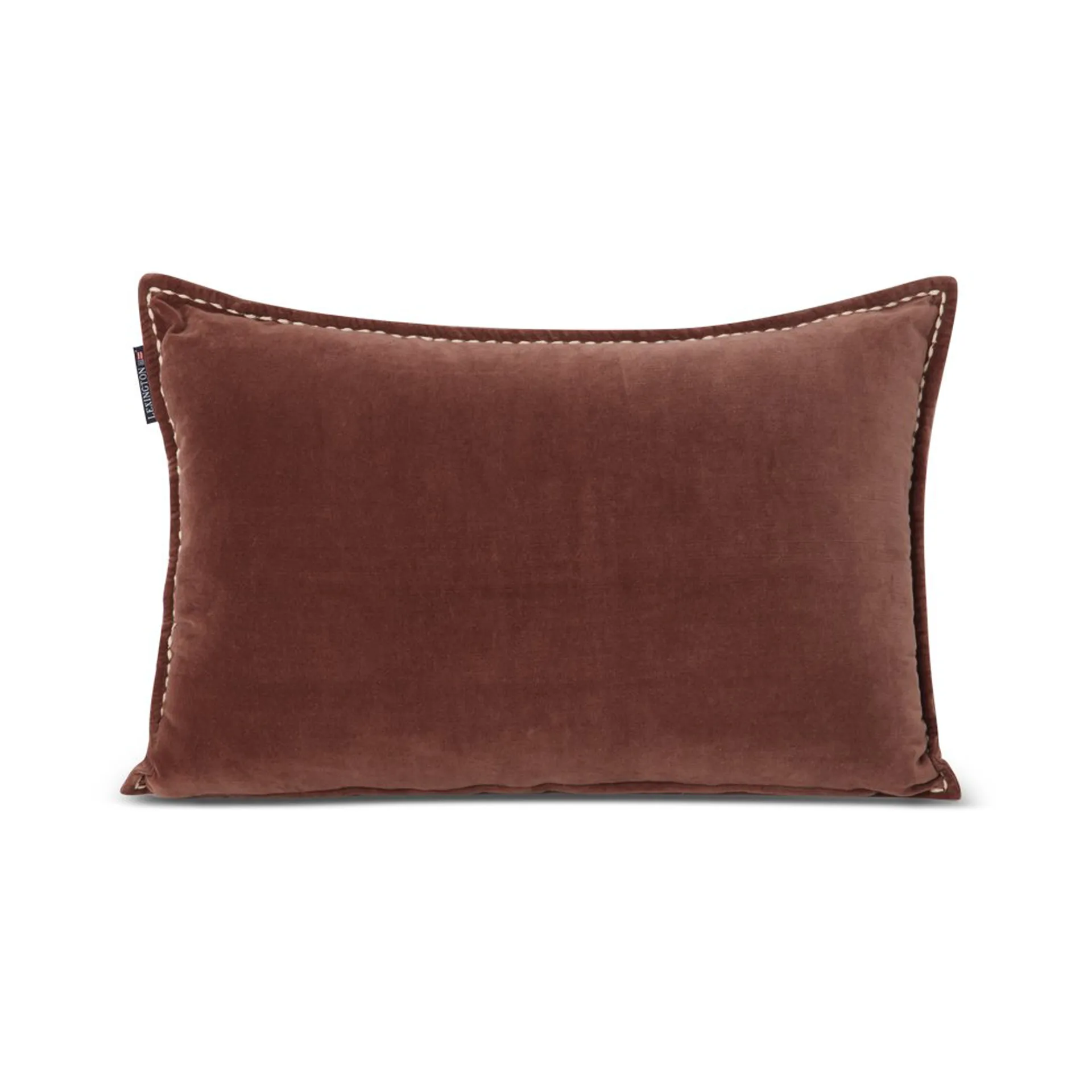 Logo Message Organic Cotton Velvet kudde 40x60 cm, Brown Lexington