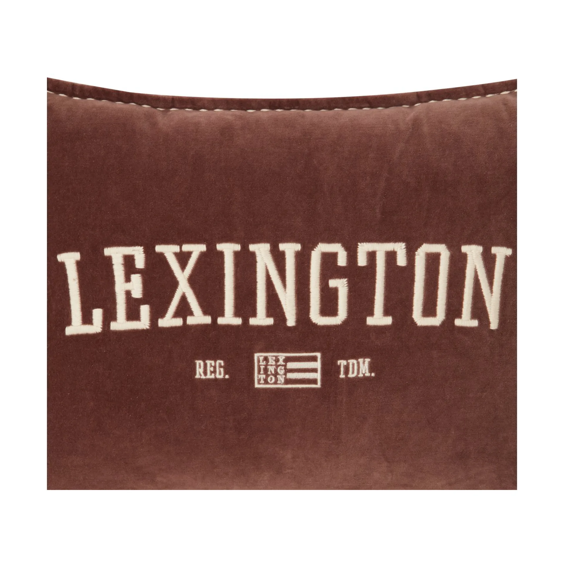 Logo Message Organic Cotton Velvet kudde 40x60 cm, Brown Lexington