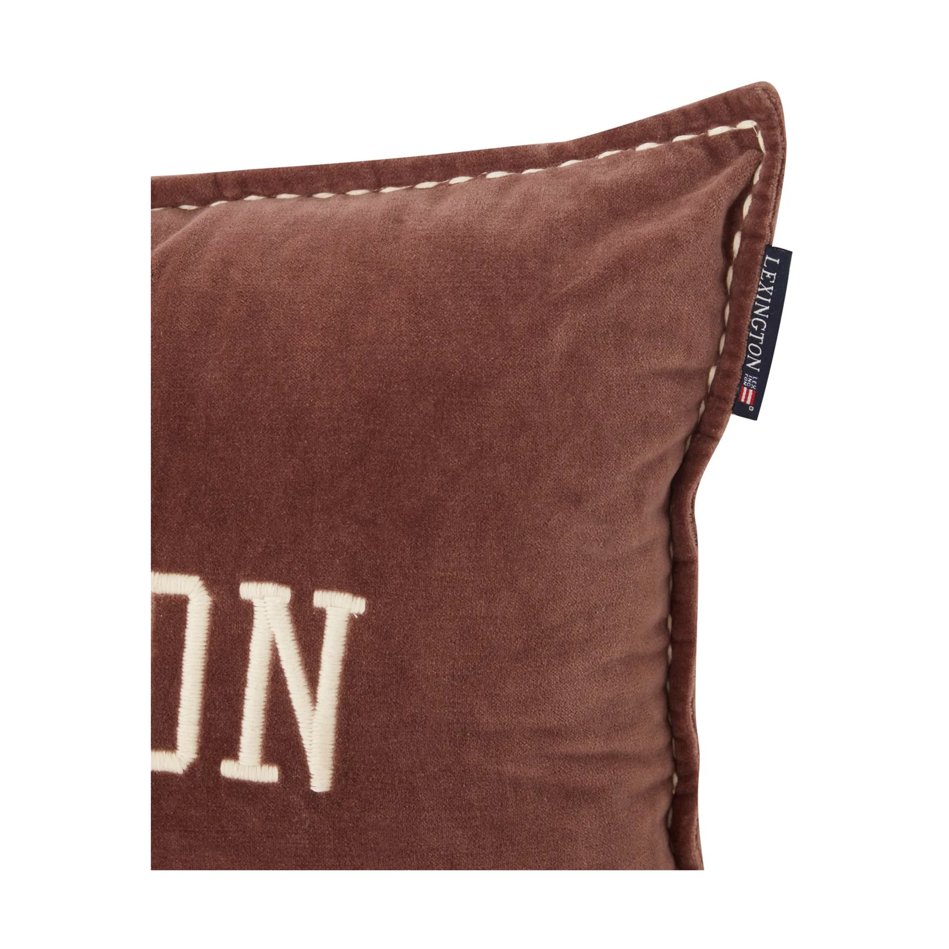 Logo Message Organic Cotton Velvet kudde 40x60 cm, Brown Lexington