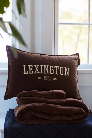 Logo Message Organic Cotton Velvet kudde 40x60 cm - Brown - Lexington
