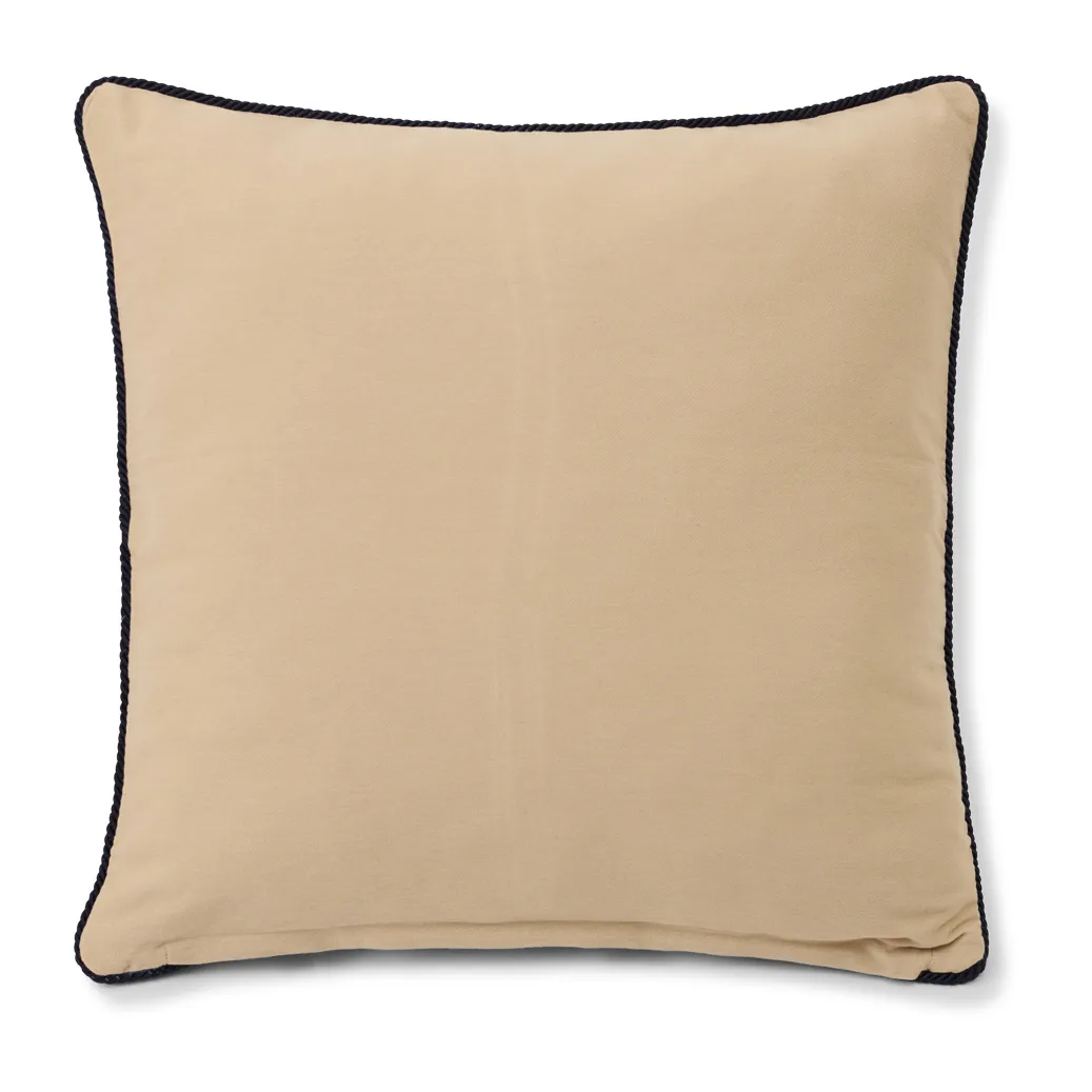 Logo Organic Cotton Twill kuddfodral 50x50 cm, Beige-dark blue Lexington