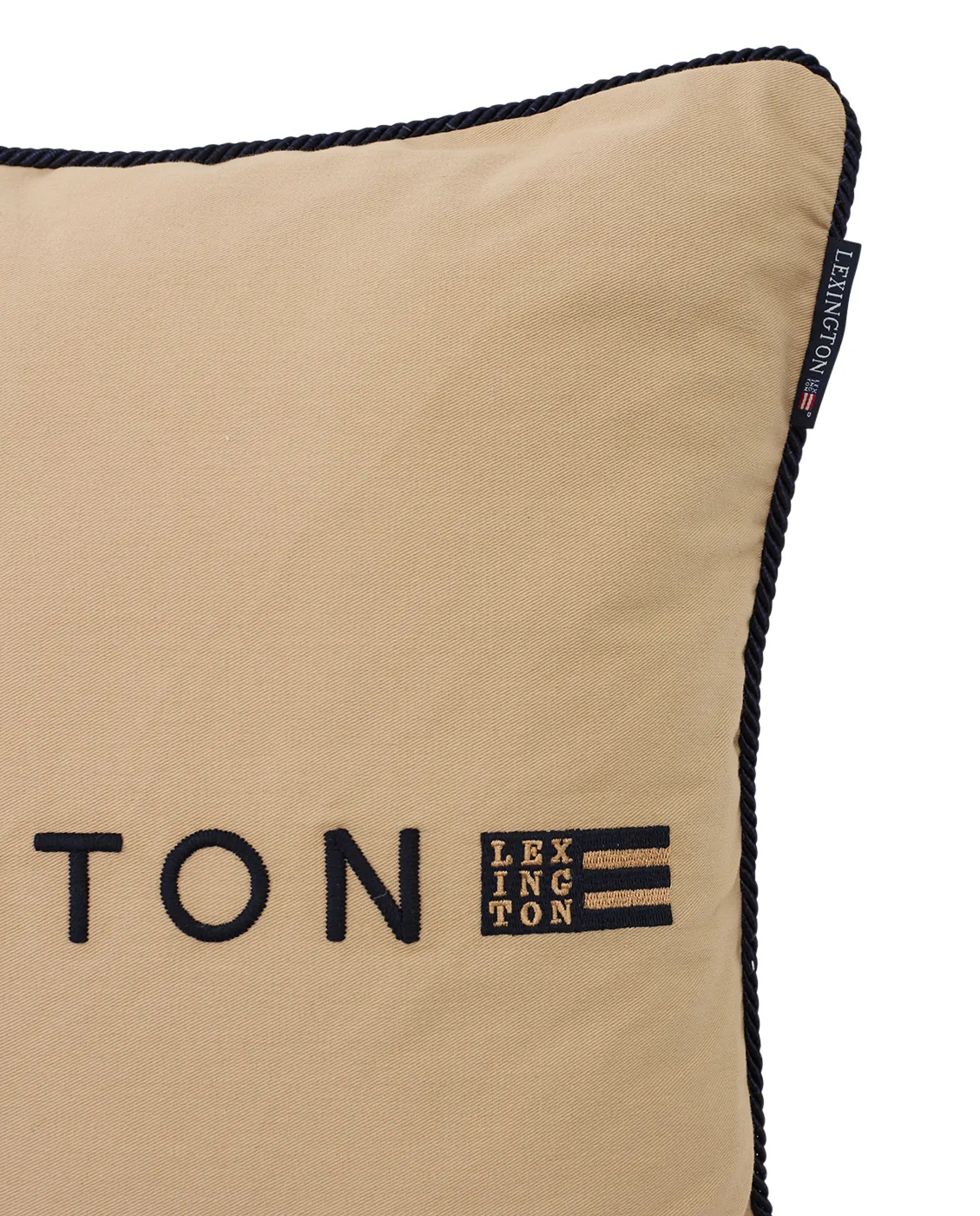 Logo Organic Cotton Twill kuddfodral 50x50 cm, Beige-dark blue Lexington