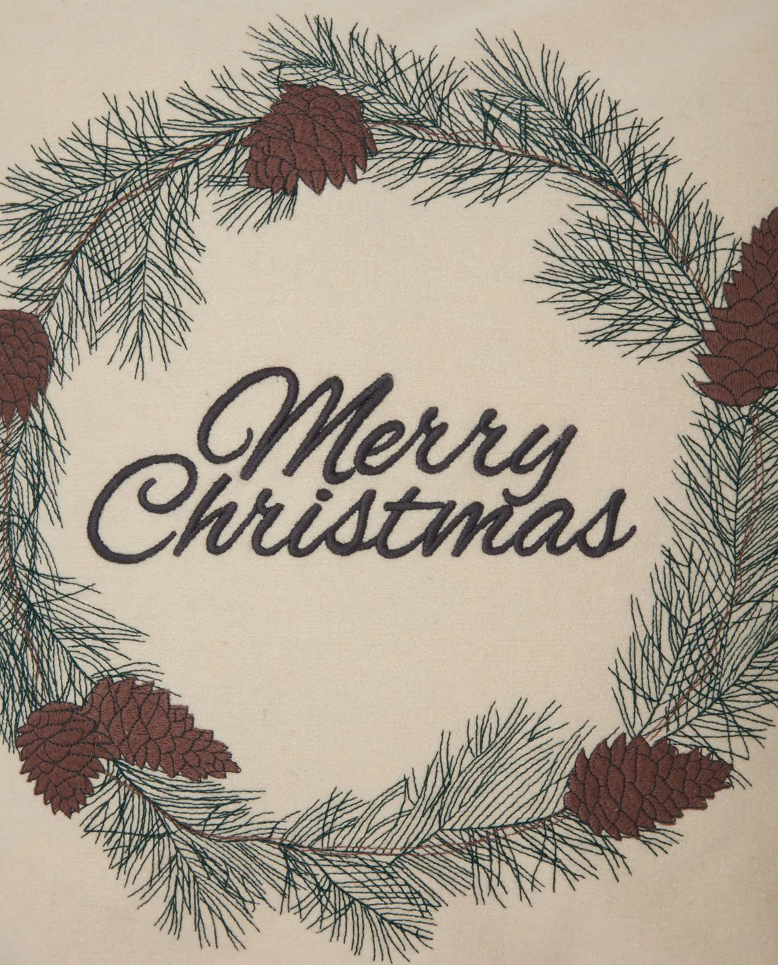 Merry Christmas Wool Mix kuddfodral 50x50 cm, White-green-beige Lexington