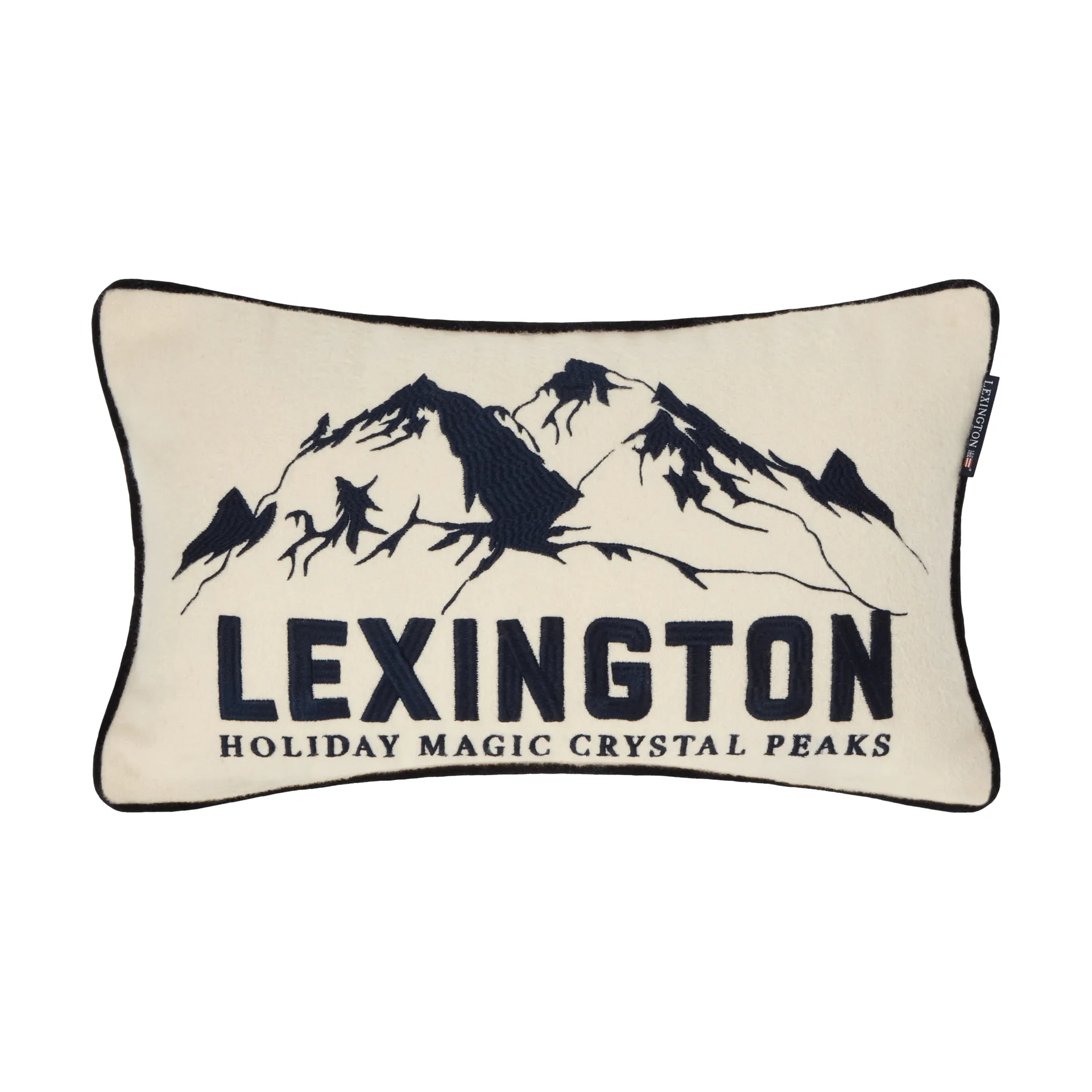 Mountains Logo ullmix dekorationskudde, White-navy, 50x30 cm Lexington