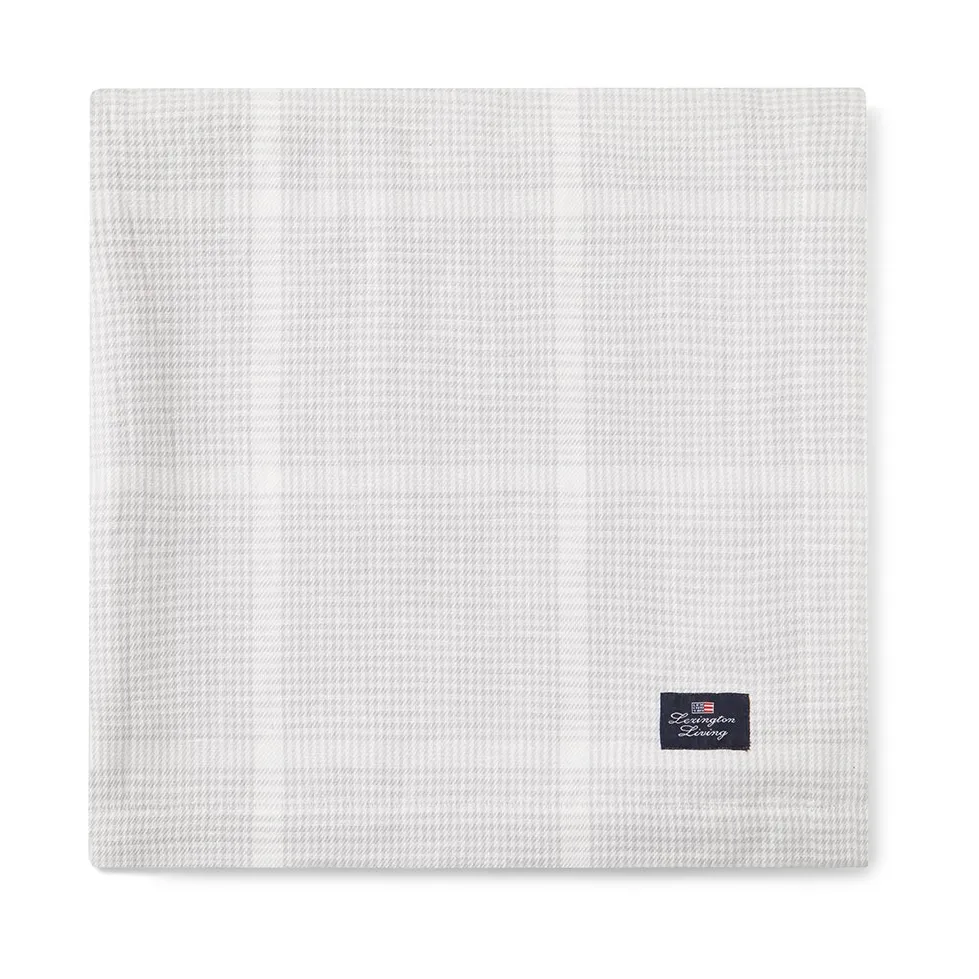 Pepita Check Cotton Linen bordsduk 150x350 cm, White-light gray Lexington