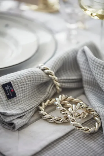 Pepita Check Cotton Linen bordsduk 150x350 cm - White-light gray - Lexington