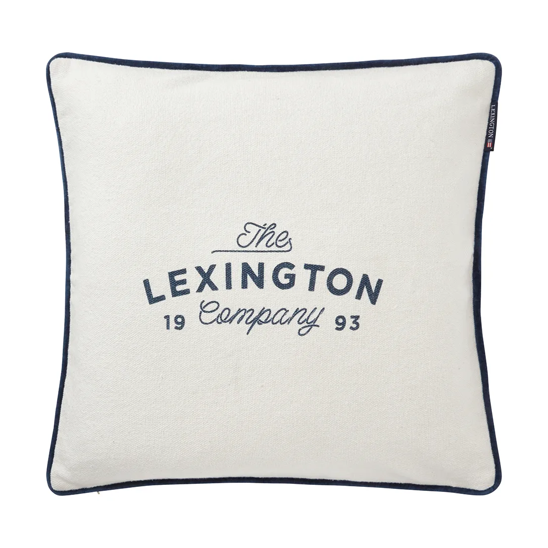 Printed Logo Recycled Cotton kuddfodral 50x50 cm, White Lexington
