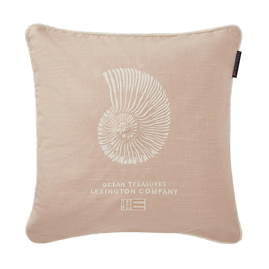 Sea Embroidered Recycled Cotton kuddfodral 50x50cm, Light Beige Lexington
