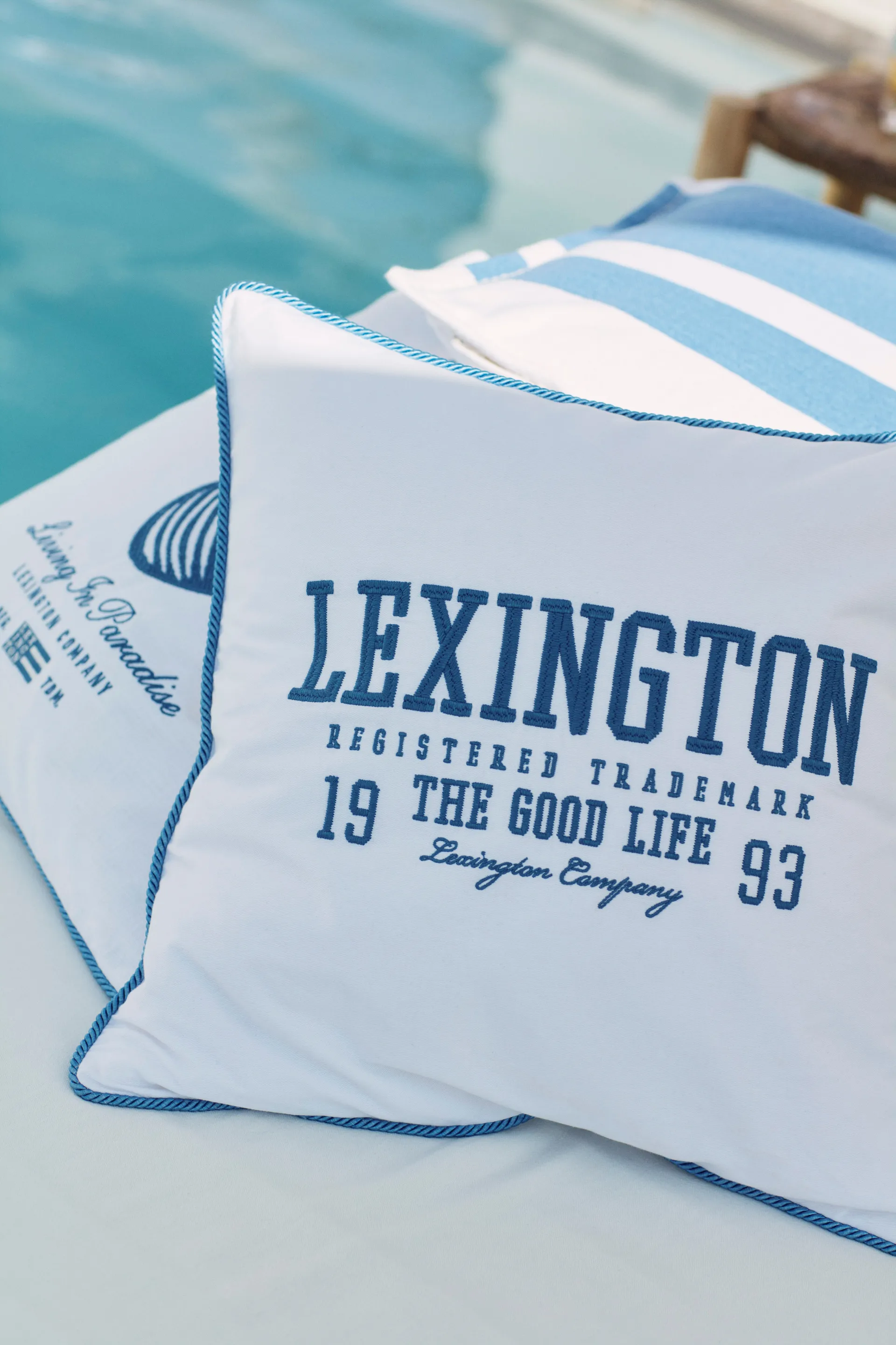Seashell Cotton Canvas kuddfodral 50x50 cm, White-blue Lexington