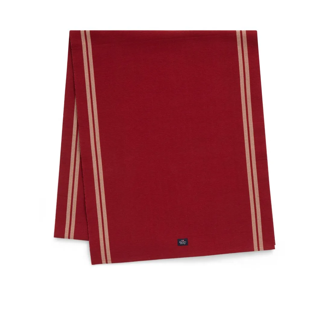 Side Striped Organic Cotton Rib löpare 50x250 cm, Red-beige Lexington