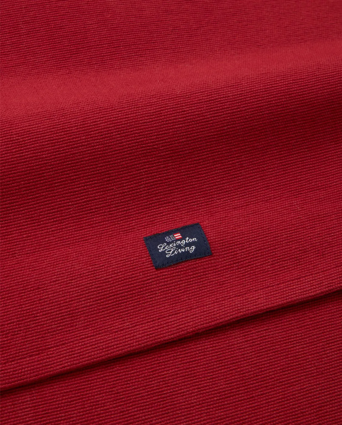 Side Striped Organic Cotton Rib löpare 50x250 cm, Red-beige Lexington