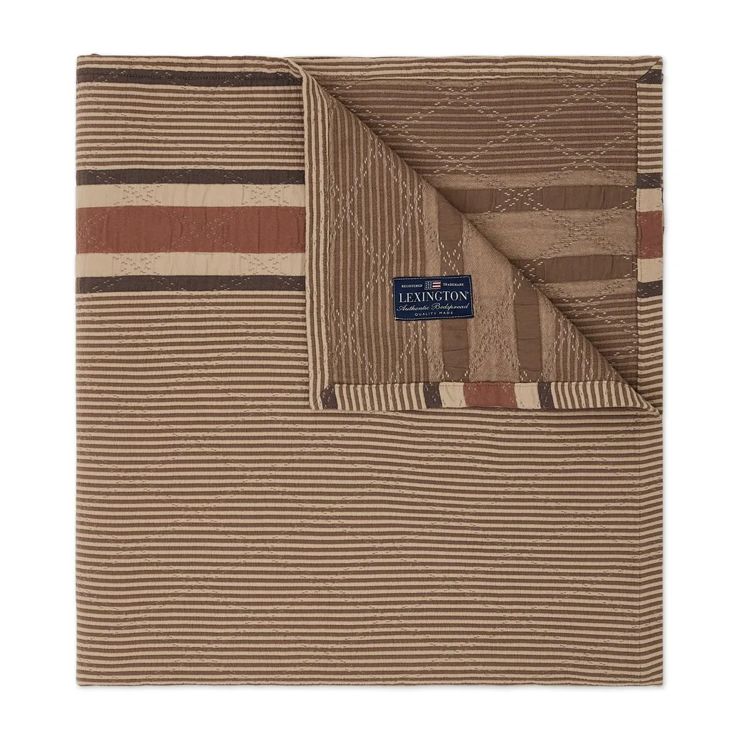 Side Striped Soft Quilted överkast 240x260 cm, Beige Lexington