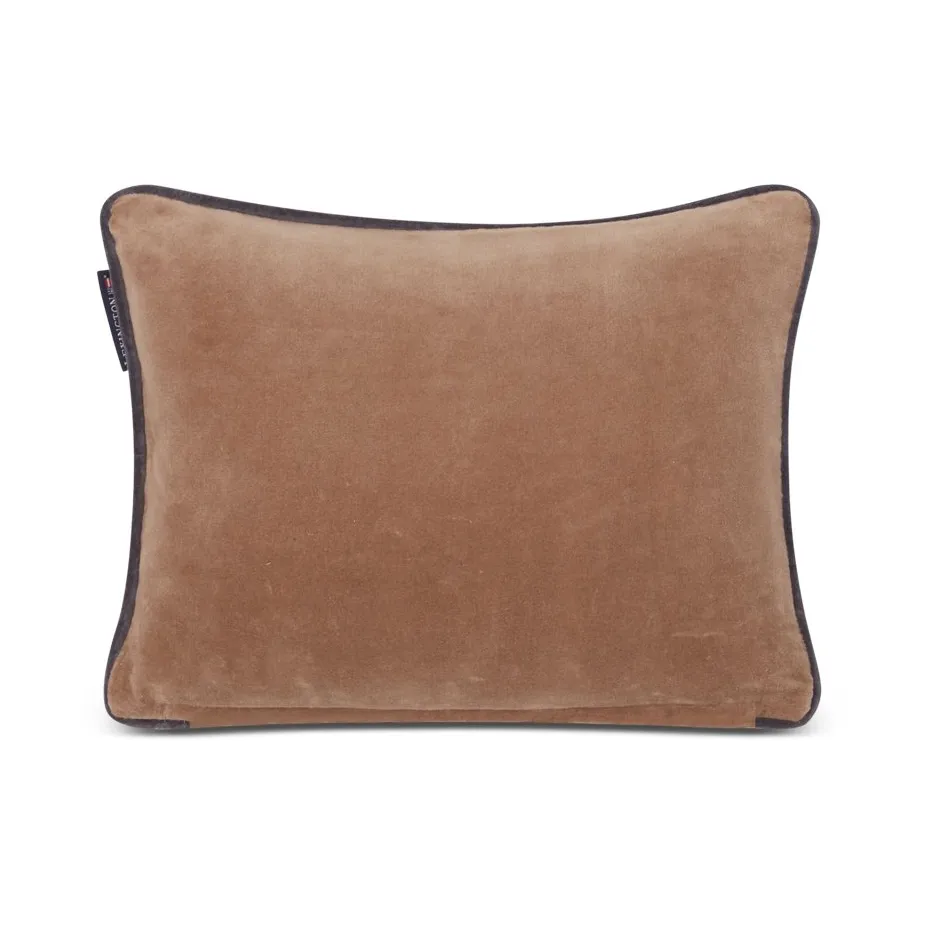 Ski Lodge Organic Cotton Velvet kudde 30x40 cm, Beige-dark gray Lexington