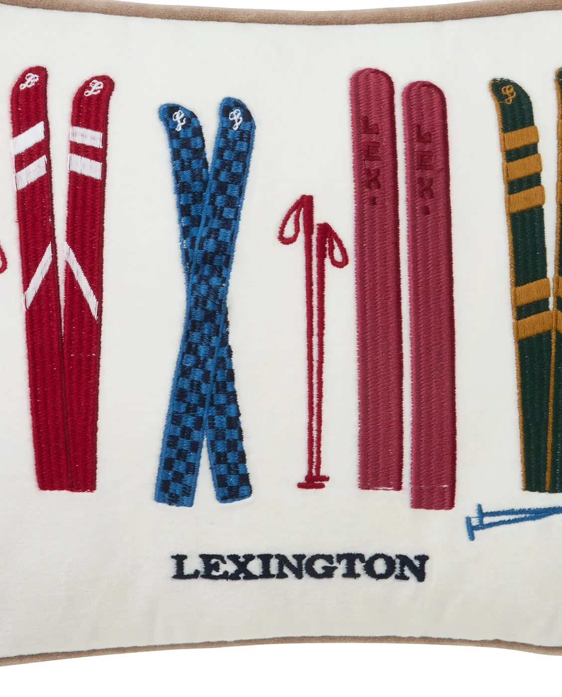 Skis and Poles eko. sammetsbomull kudde 30x40 cm, White-multi Lexington
