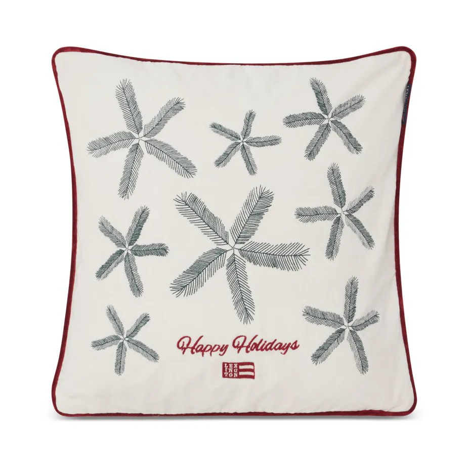 Spruce Stars Org Cotton Velvet kuddfodral 50x50 cm, White-green-red Lexington