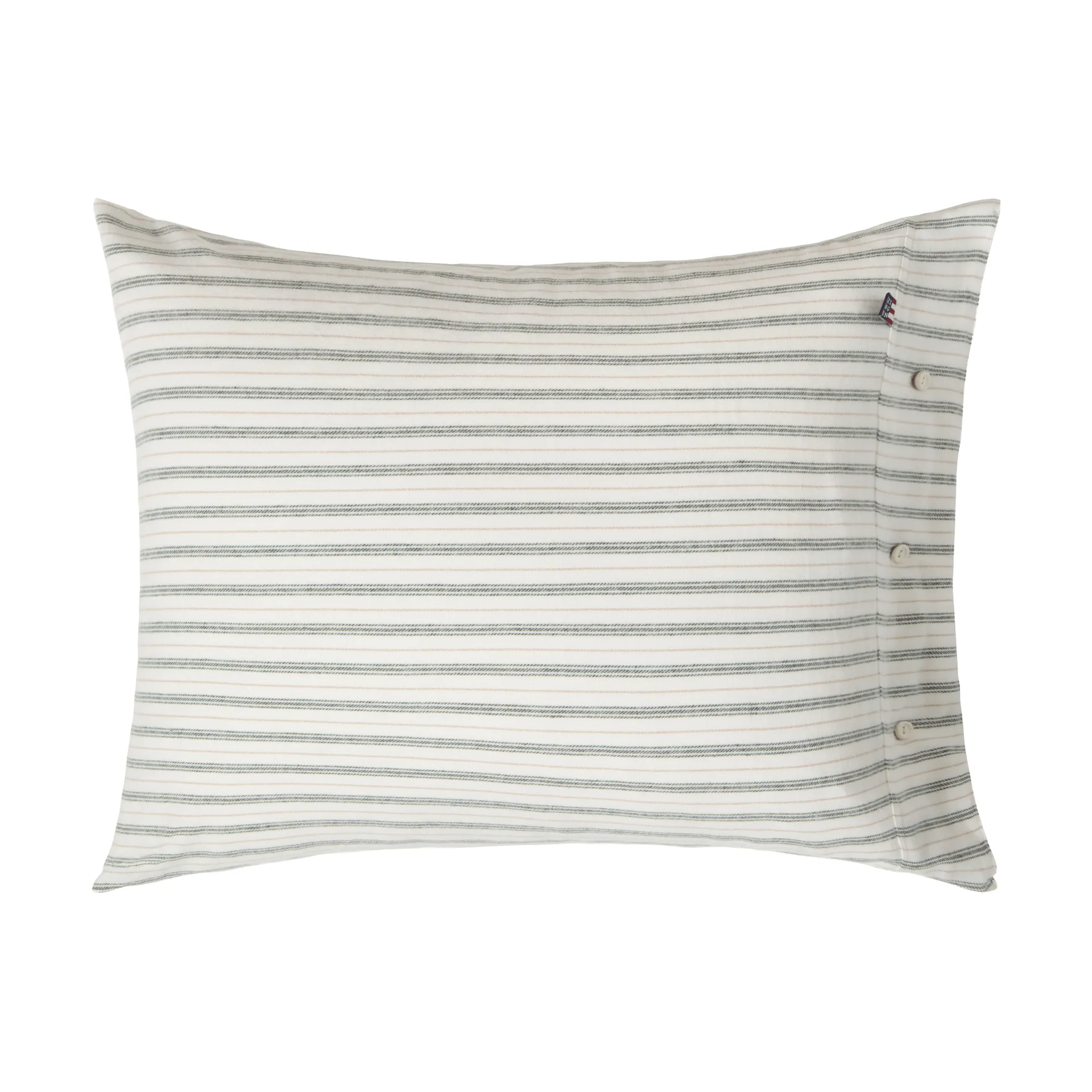 Stripe cotton flannel örngott, White-green-beige, 50x60 cm Lexington