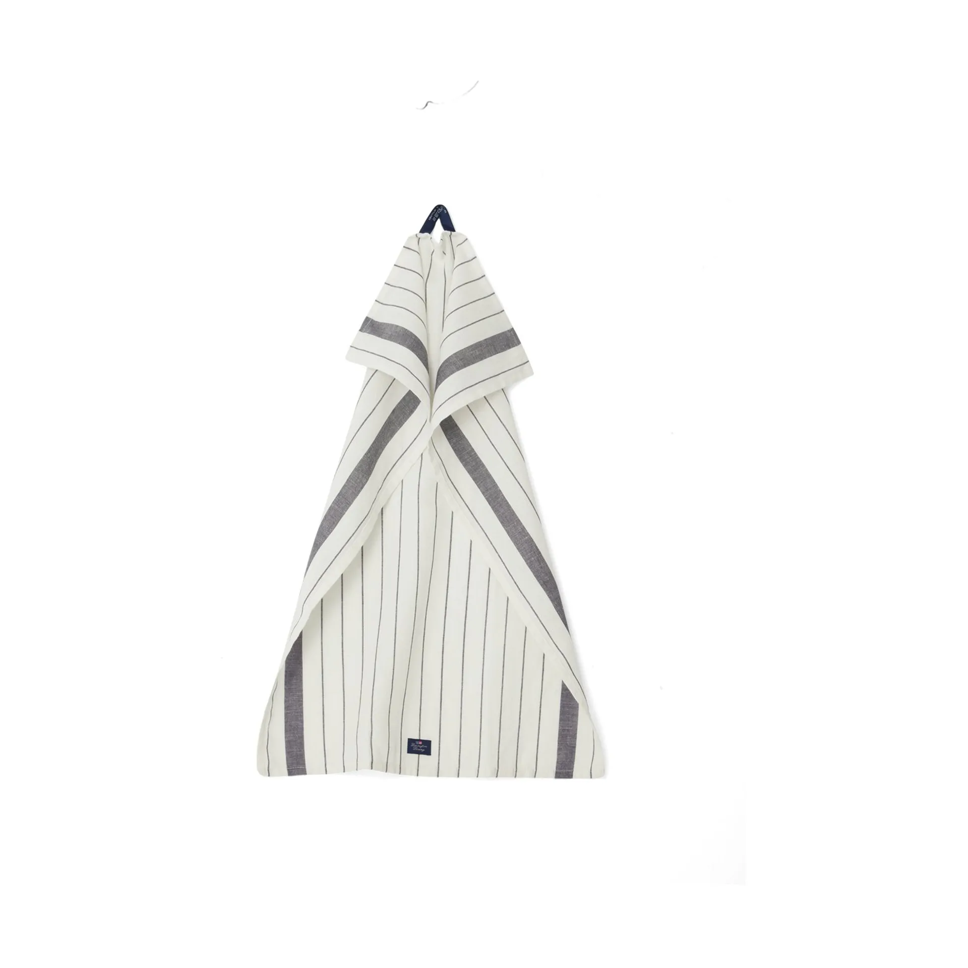 Striped Cotton Linen kökshandduk 50x70 cm, White Lexington