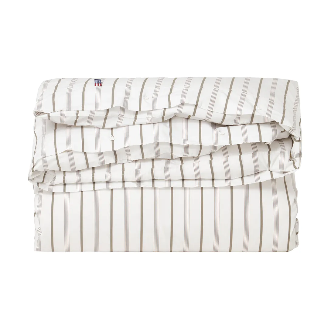 Striped Cotton Poplin bäddset 150x210 cm, White Lexington