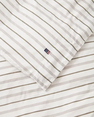 Striped Cotton Poplin bäddset 150x210 cm - White - Lexington