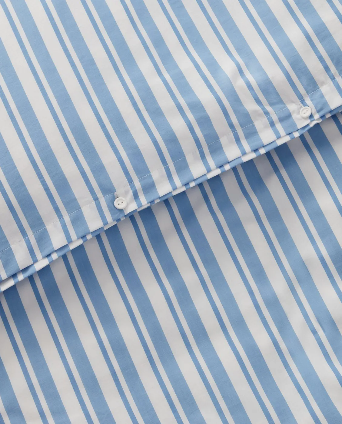 Striped Cotton Poplin bäddset, White-Blue, 1 örngott Lexington