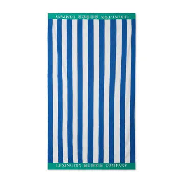 Striped Cotton Terry strandhandduk 100x180 cm - Blå-vit-grön - Lexington
