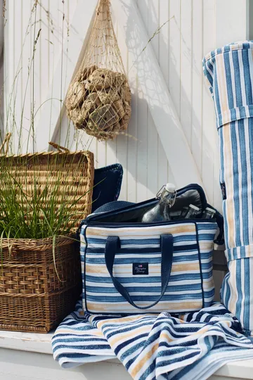Striped Cotton Velour badlakan 100x180 cm - Blue-white-oat - Lexington