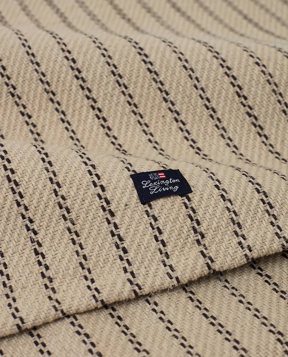 Striped Jute Cotton bordslöpare 50x250 cm, Beige-dark gray Lexington