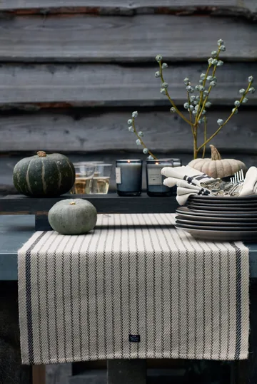 Striped Jute Cotton bordslöpare 50x250 cm - Beige-dark gray - Lexington