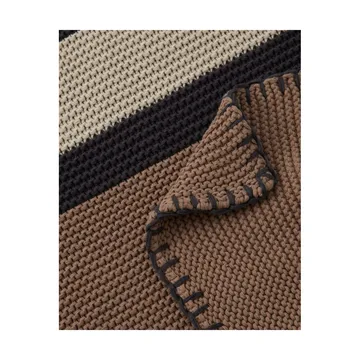 Striped Knitted Cotton pläd 130x170 cm - Brown-beige-dark gray - Lexington