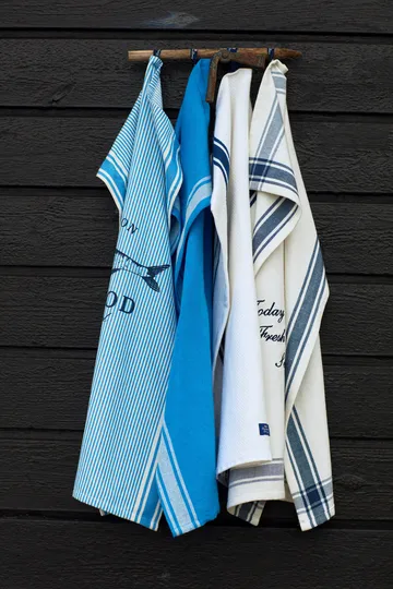 Striped Linen Cotton kökshandduk 50x70 cm - Blå-vit - Lexington