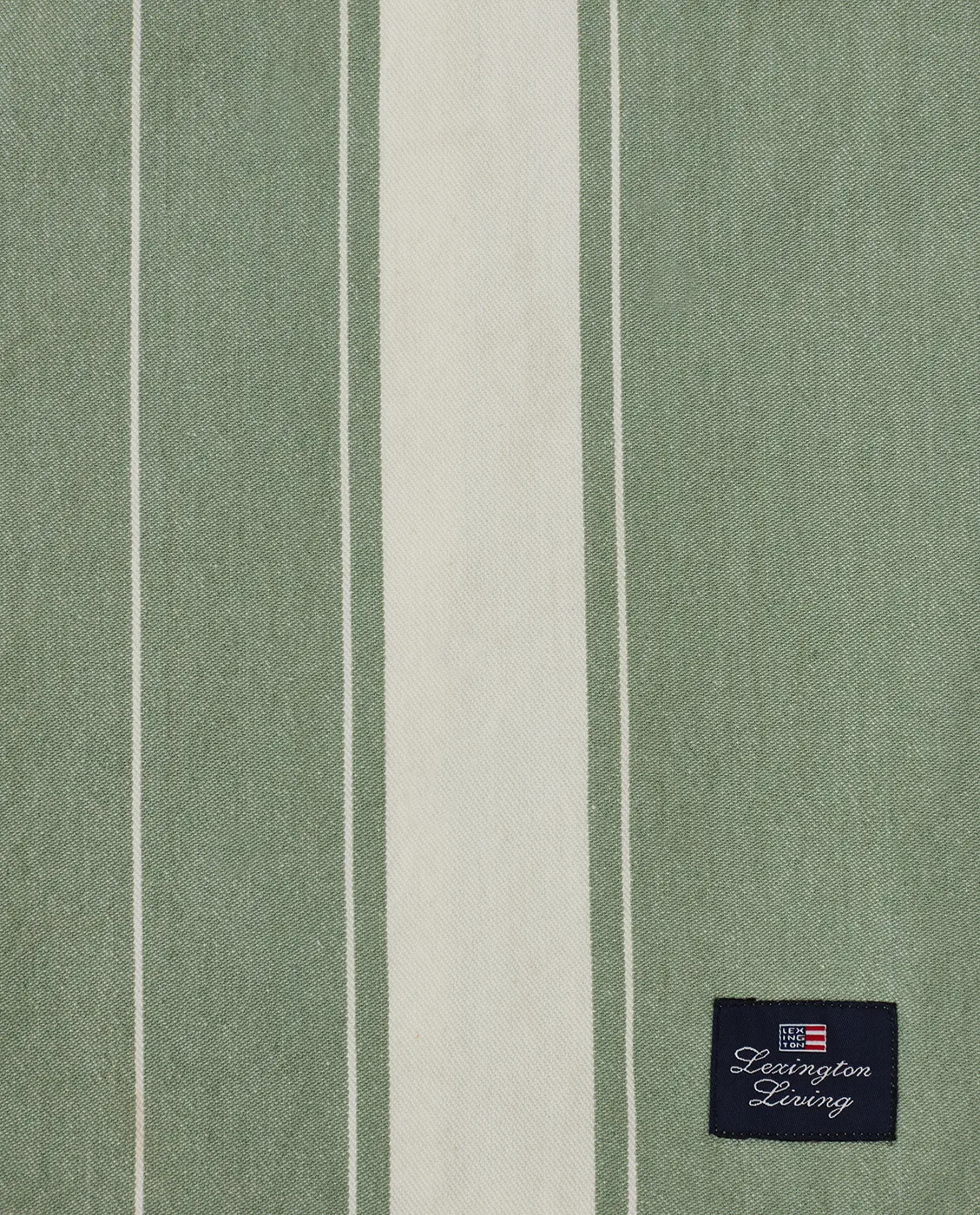 Striped Organic Cotton bordsduk 150x250 cm, Green-white Lexington