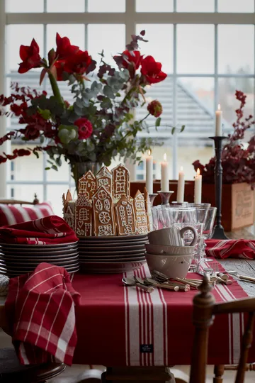 Striped Organic Cotton Rib löpare 50x250 cm - Red-white - Lexington