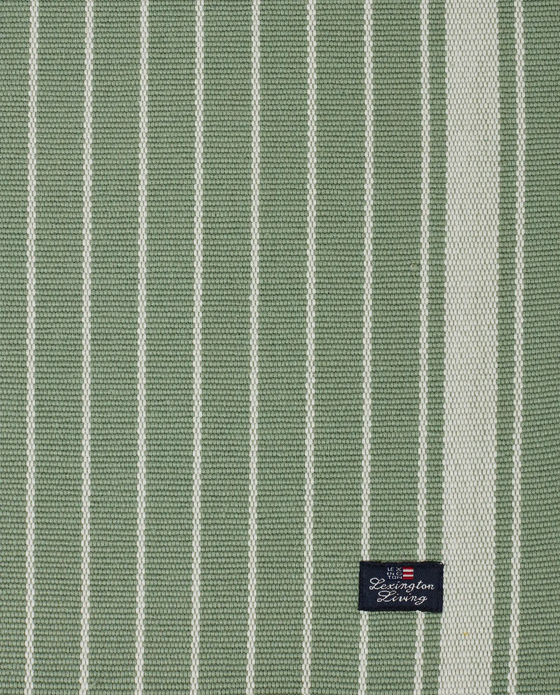 Striped Organic Cotton Rips bordstablett 50x250 cm, Green-white Lexington