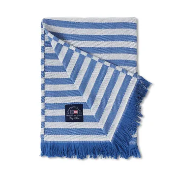Striped Recycled Cotton pläd 130x170 cm - Blue-white - Lexington
