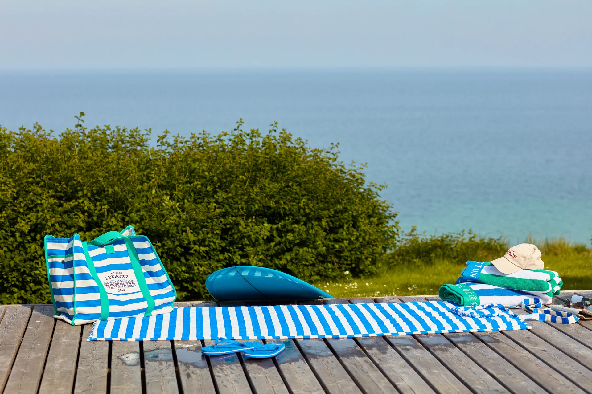 Striped strandmatta 190x70 cm, Blå-vit Lexington