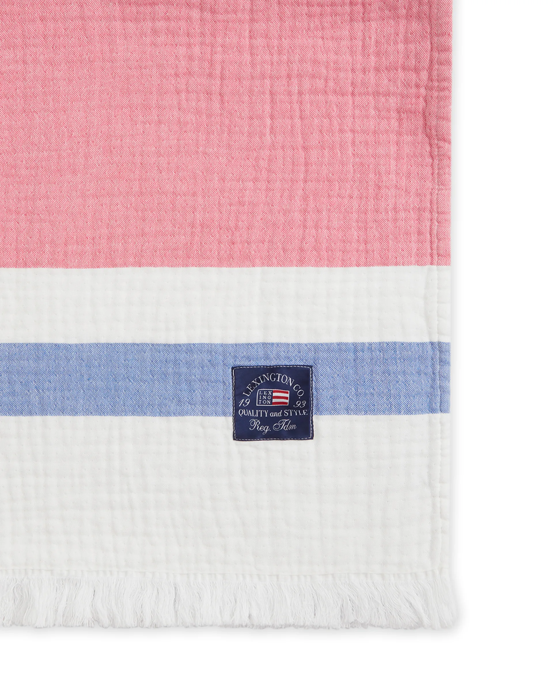 Striped våfflad bomullspläd 130x170 cm, Multi Lexington