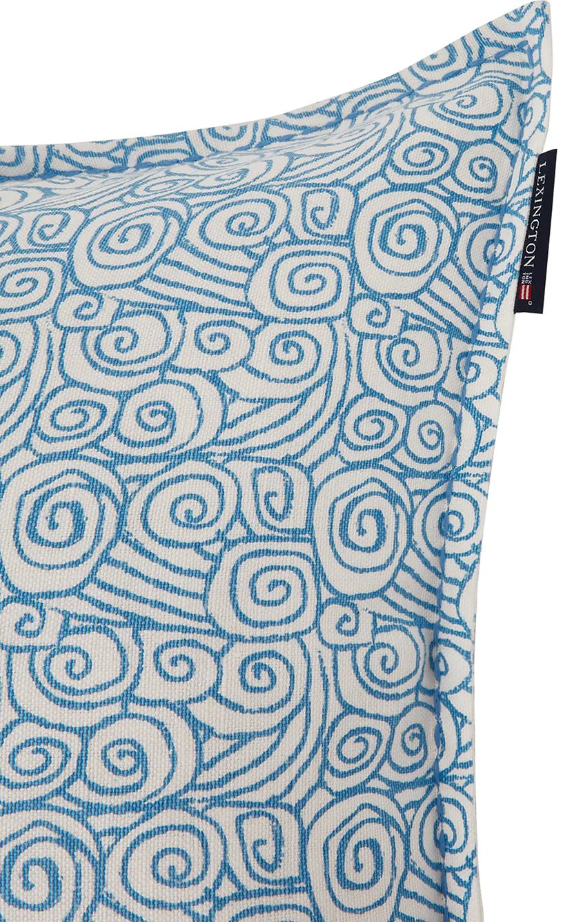 Waves Printed Linen/Cotton kuddfodral 50x50 cm, White Lexington