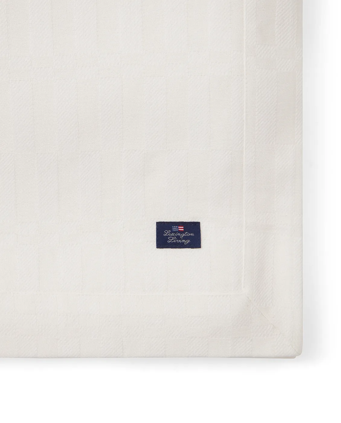 White jacquard cotton bordsduk 150x250 cm, Vit Lexington