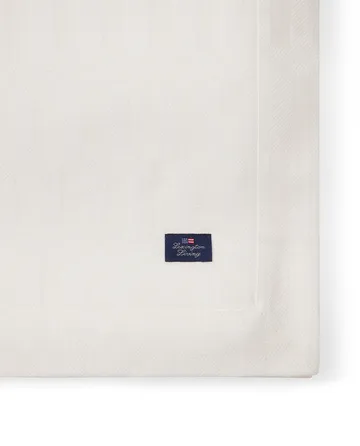 White jacquard cotton bordsduk 150x350 cm - Vit - Lexington