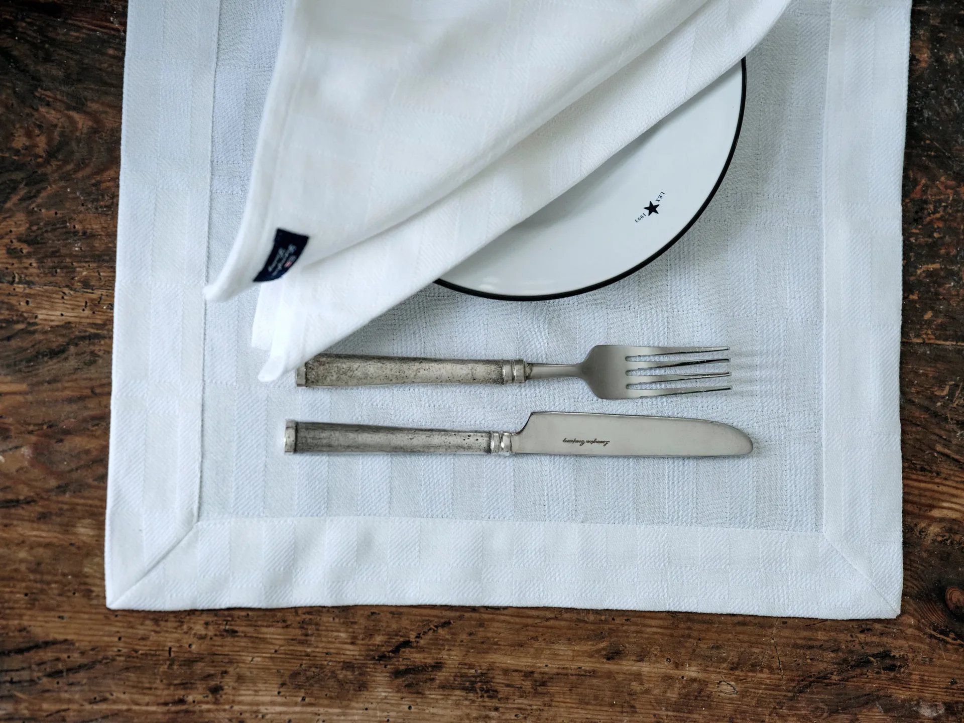 White jacquard cotton servett 50x50 cm, Vit Lexington