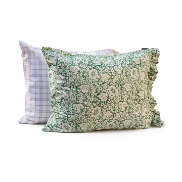 White/Beige Checked Lyocell/Cotton bäddset - 50x60 cm, 150x210 cm - Lexington