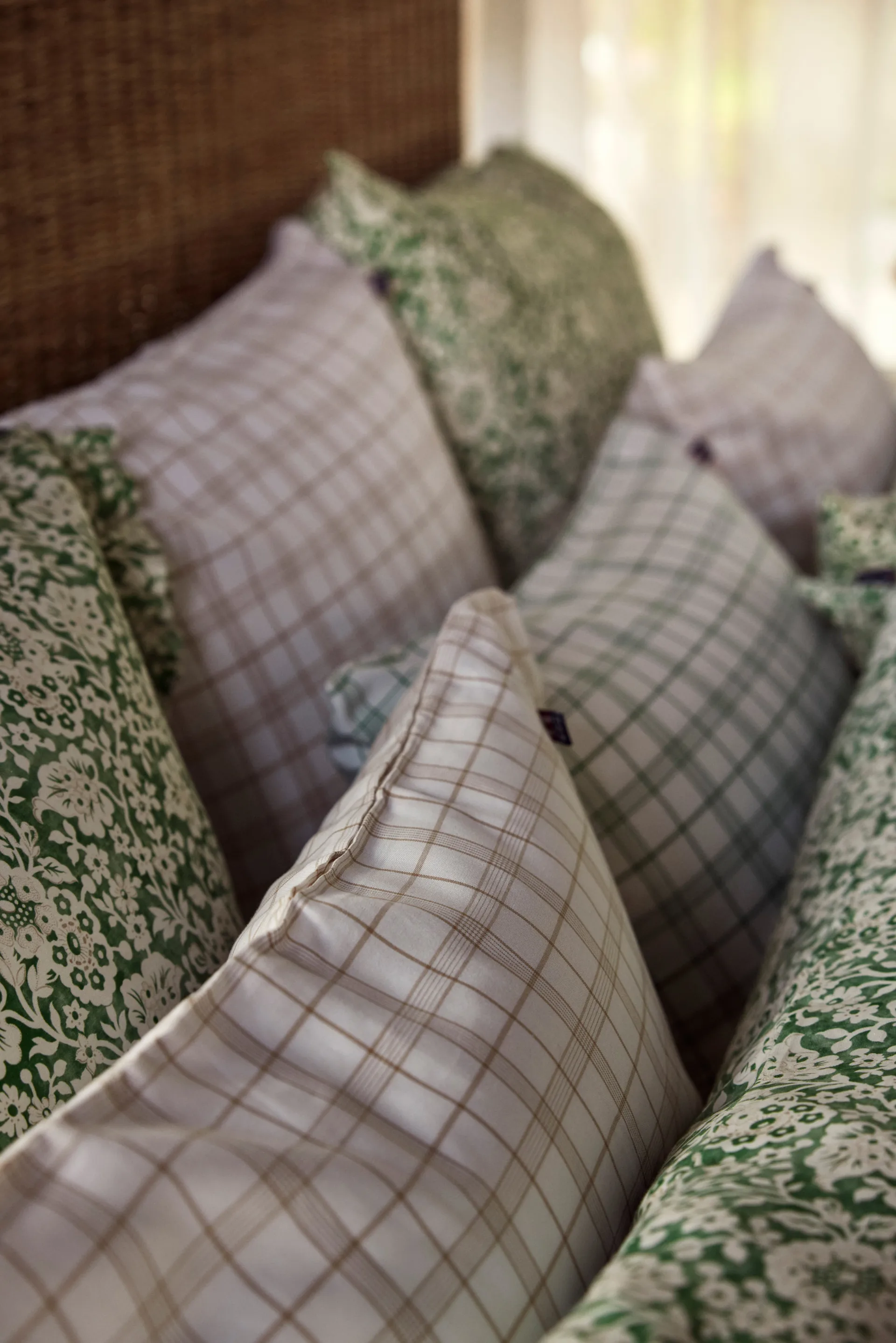White/Beige Checked Lyocell/Cotton bäddset, 50x60 cm, 150x210 cm Lexington
