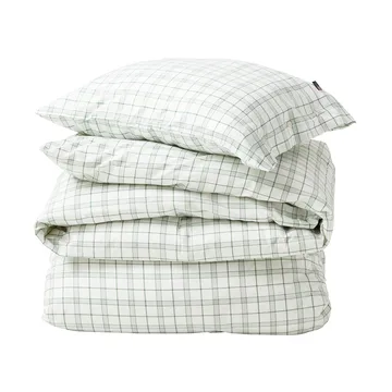 White/Green Checked Lyocell/Cotton bäddset - 50x60 cm, 150x210 cm - Lexington